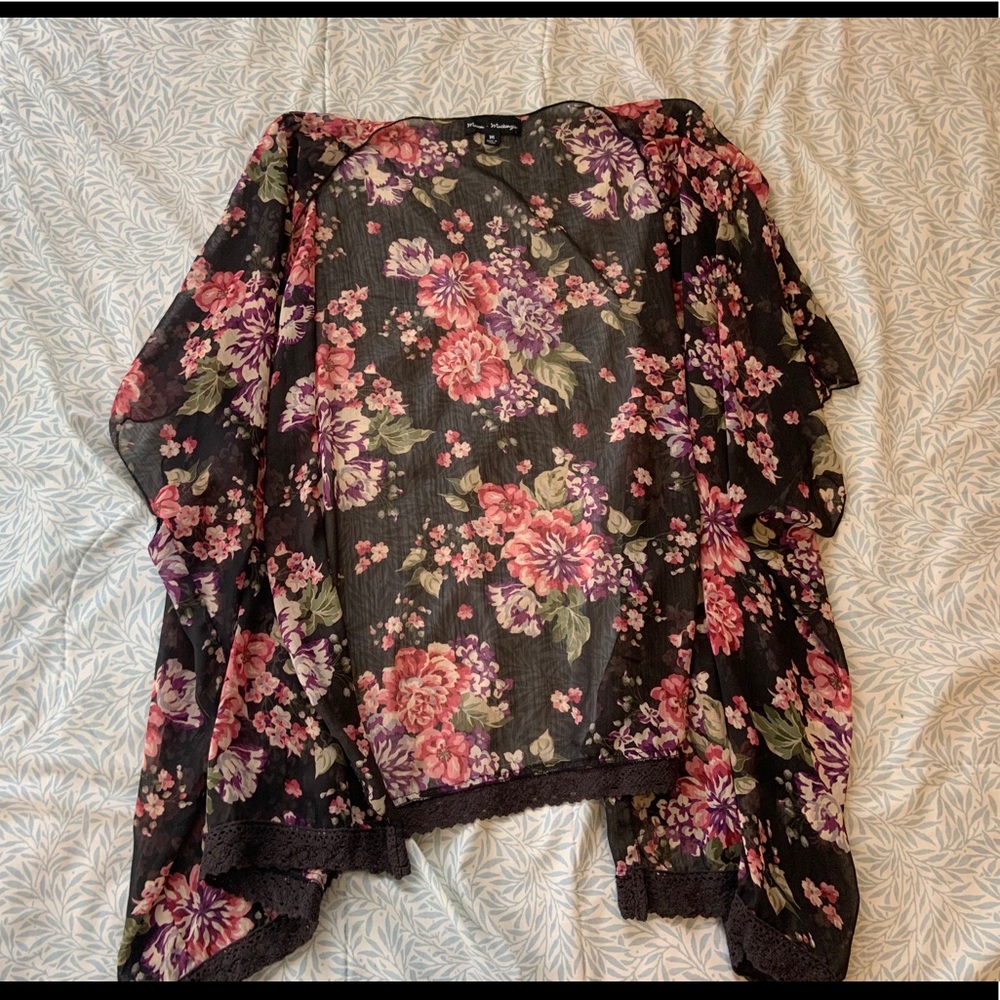 Sheer floral cardigan